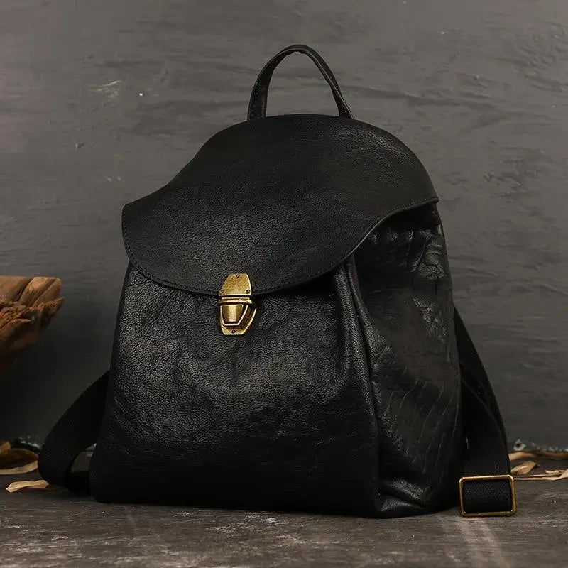 Luxury Retro Leather Women’s Backpack-Backpacks-Black-Free Shipping Leatheretro