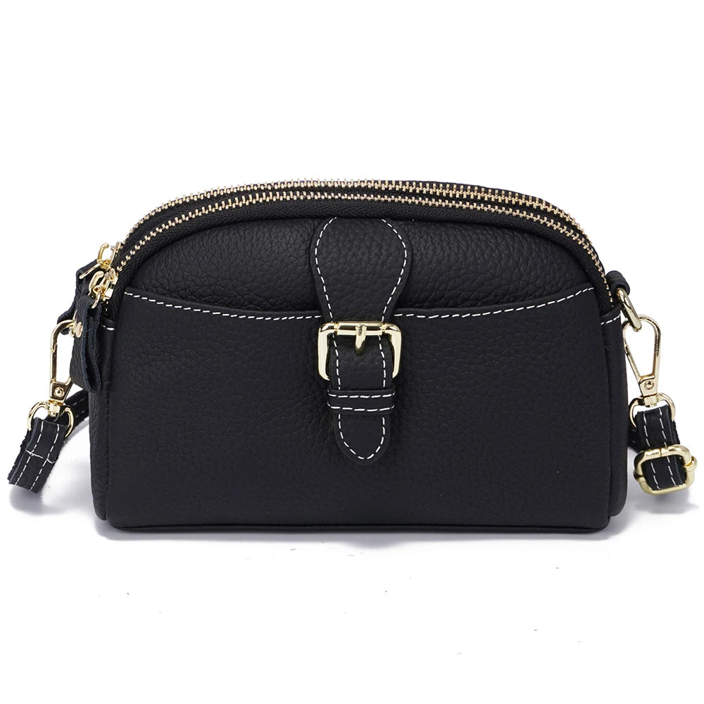 Women’s Leather Wristlet Crossbody Phone Bag-Handbags-Black-Free Shipping Leatheretro
