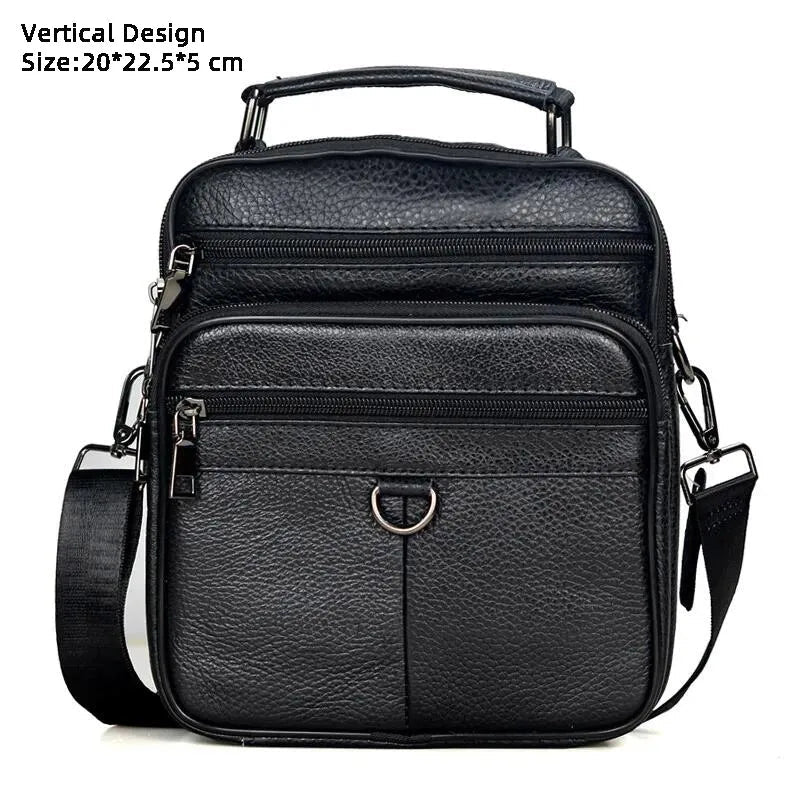 Retro Soft Cowhide Leather Crossbody - Mini Pad Boy Shoulder Bag-Crossbody Bag-Black Metal 47-Free Shipping Leatheretro