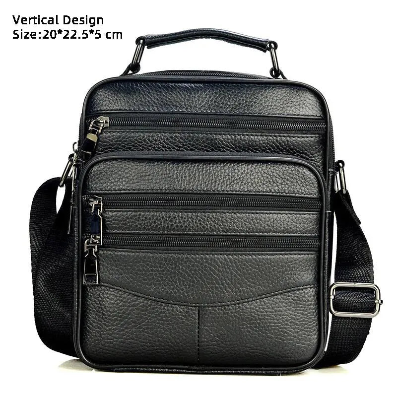 Retro Soft Cowhide Leather Crossbody - Mini Pad Boy Shoulder Bag-Crossbody Bag-Black Zipper 47-Free Shipping Leatheretro