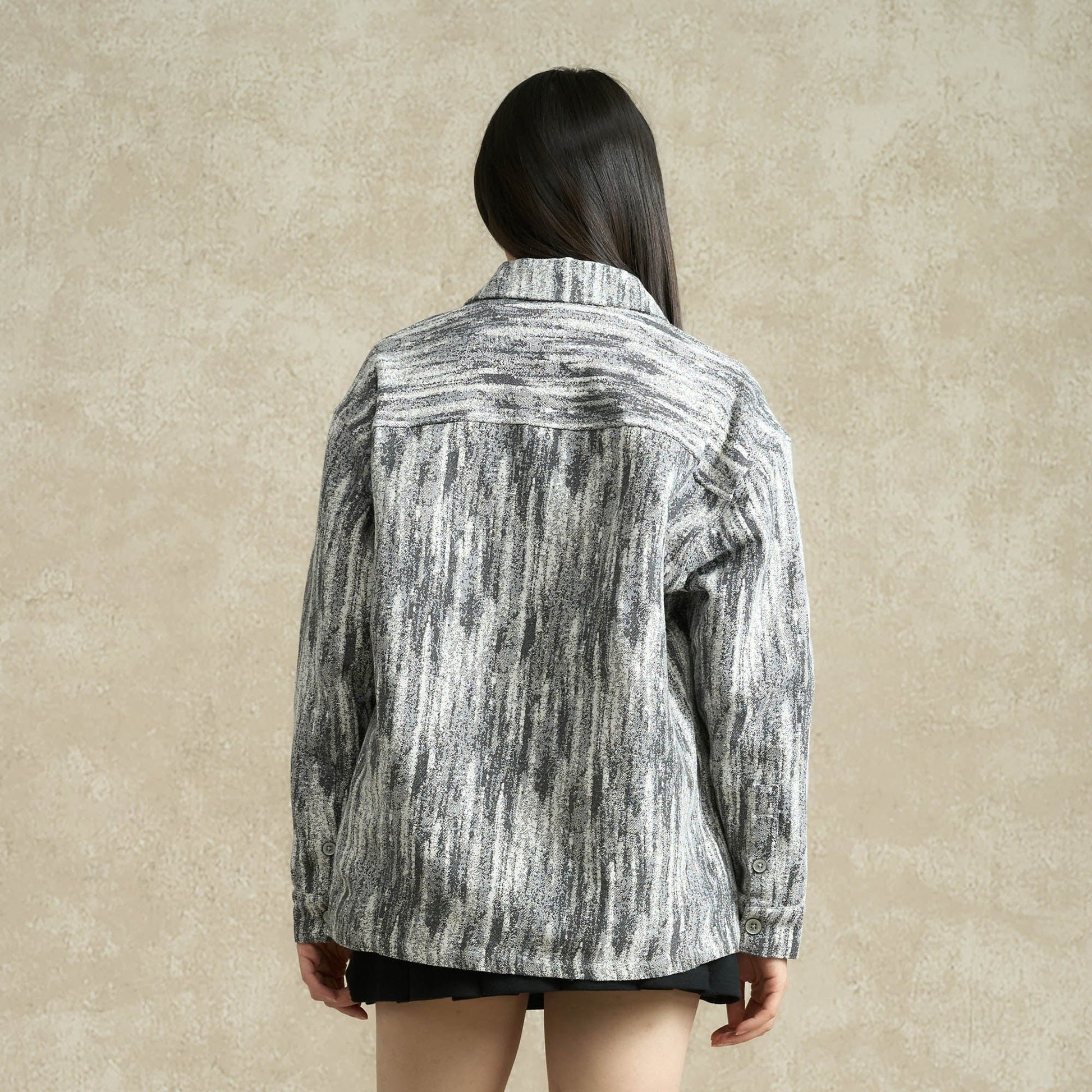 BONELESS Jacquard Button-Up Utility Jacket-Shirt-S-Blue-Free Shipping Leatheretro