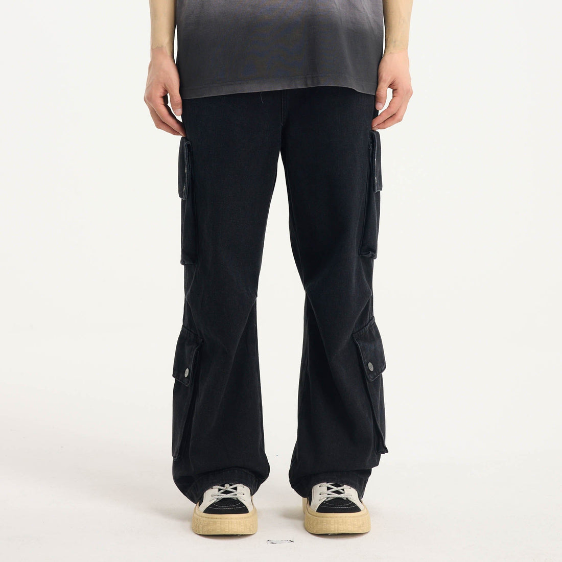 BONELESS Distressed Multi-Pocket Drawstring Cargo Jeans-Jeans-S-Blue-Free Shipping Leatheretro