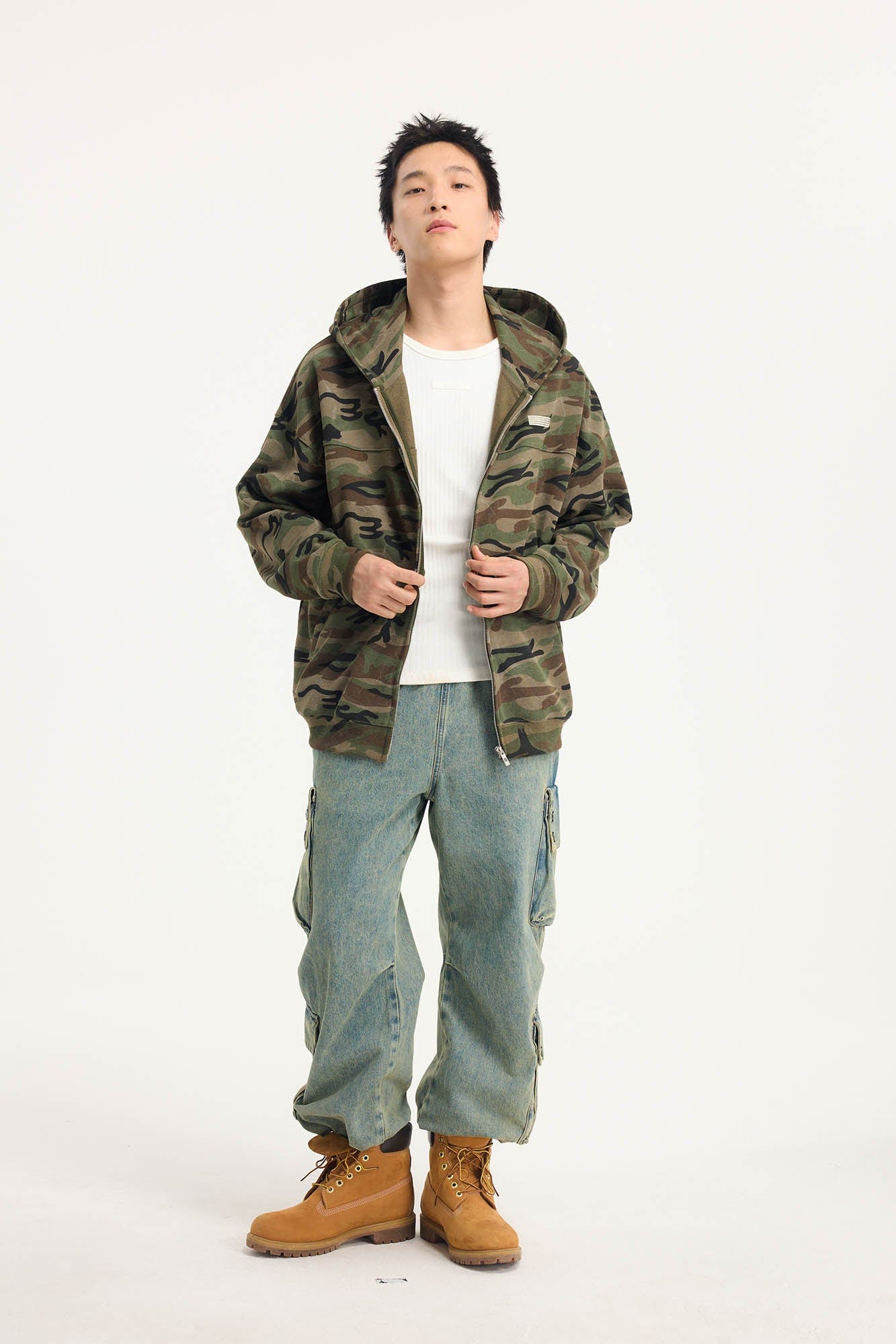 BONELESS Distressed Multi-Pocket Drawstring Cargo Jeans-Jeans-S-Blue-Free Shipping Leatheretro