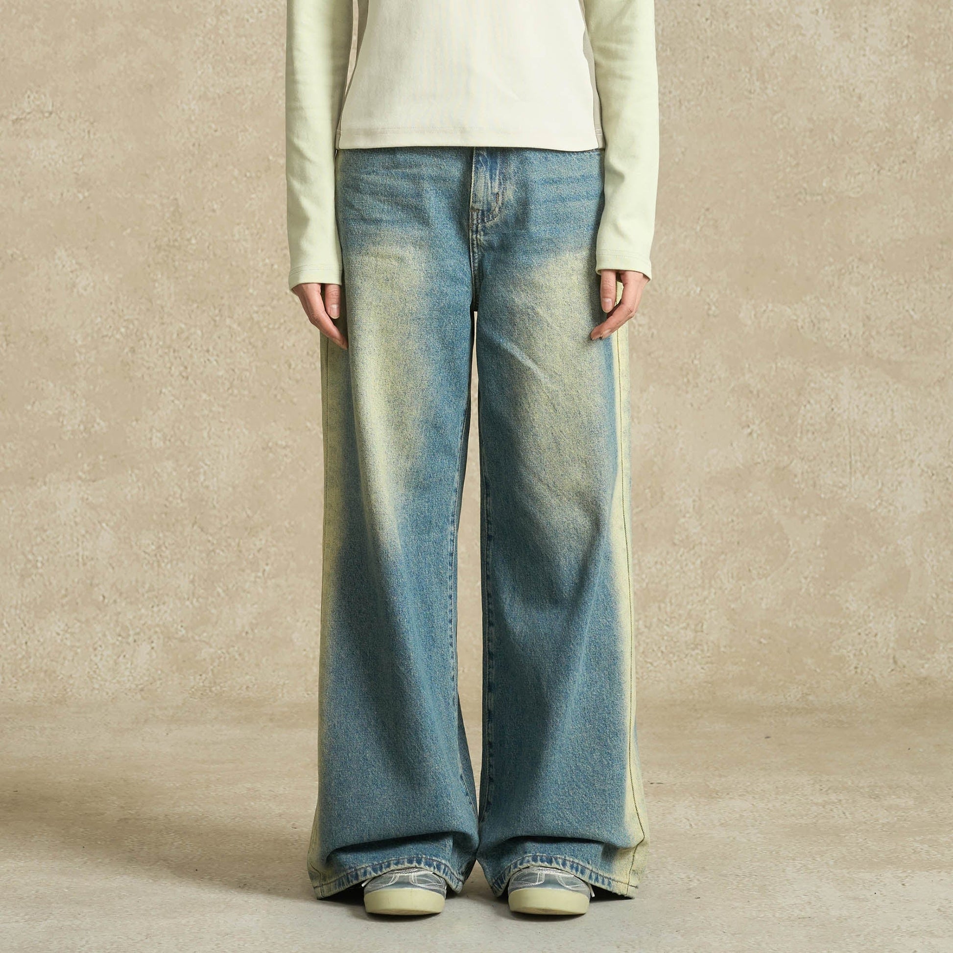 BONELESS Contrast Washed Jeans-Jeans-S-Free Shipping Leatheretro