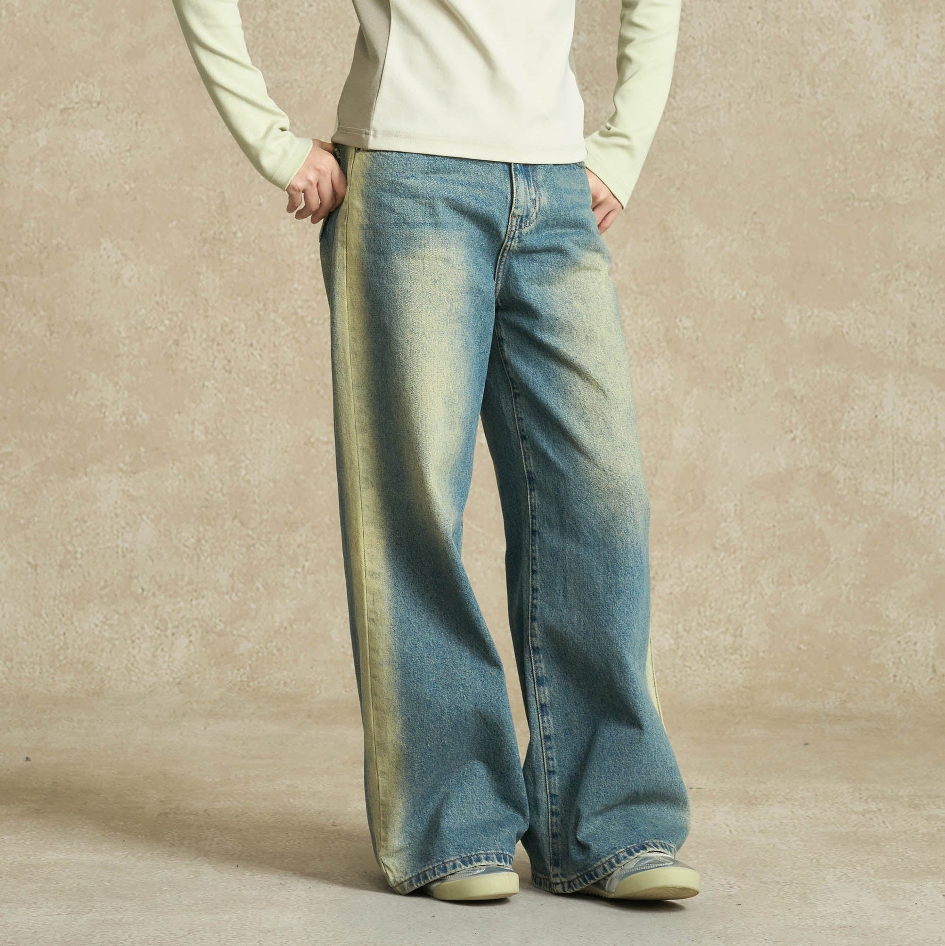 BONELESS Contrast Washed Jeans-Jeans-S-Free Shipping Leatheretro