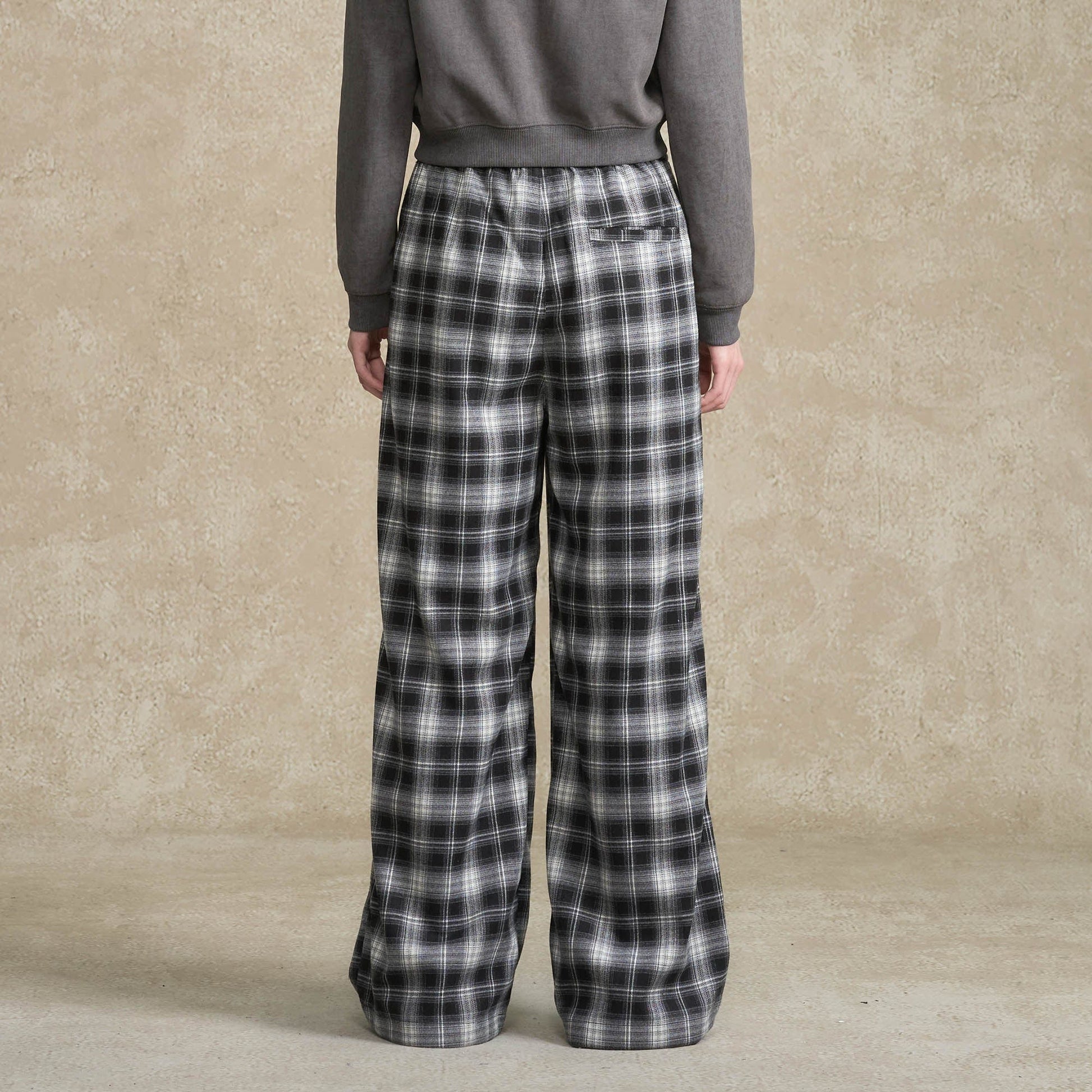 BONELESS Essential Plaid Drawstring Pants-Pants-S-Black-Free Shipping Leatheretro