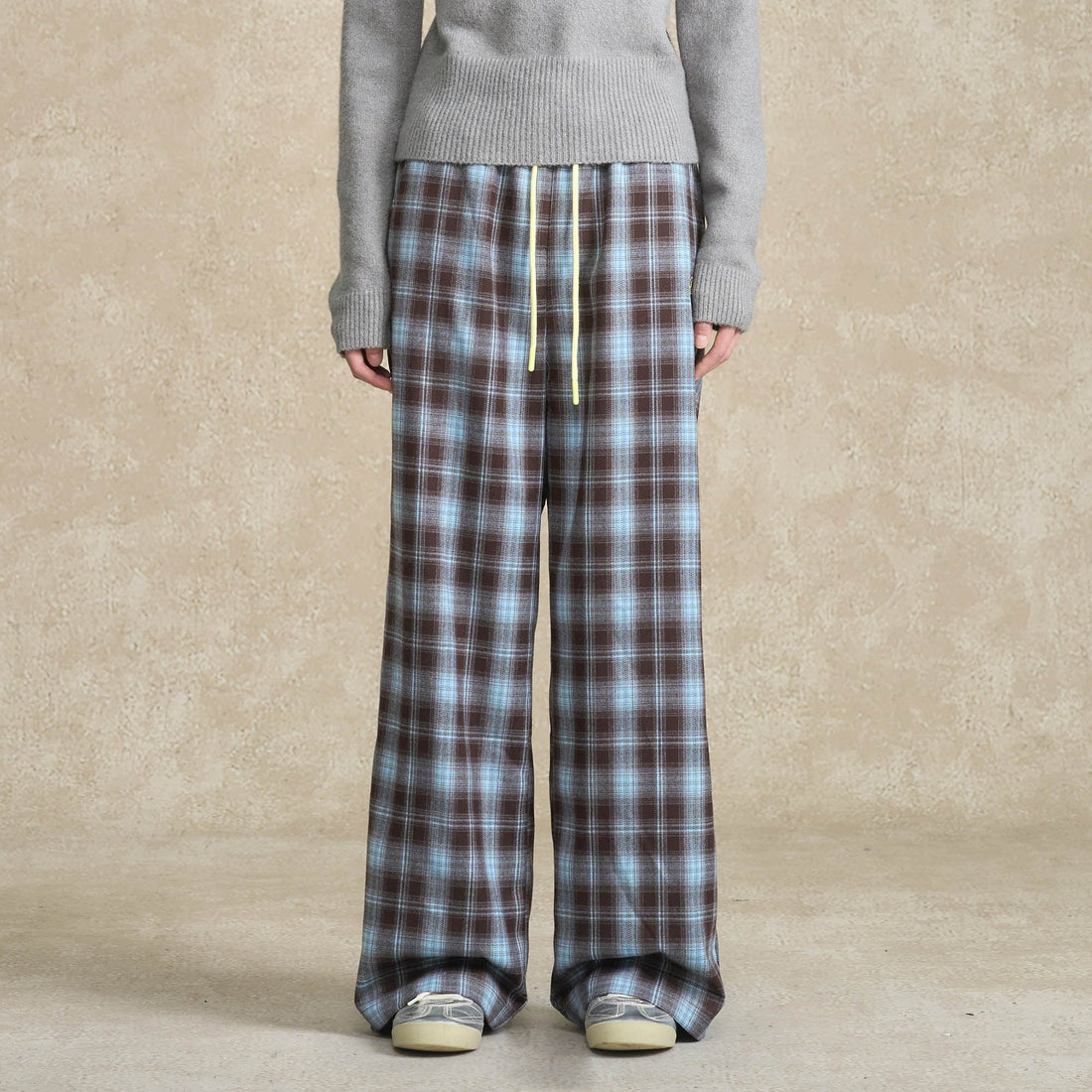 BONELESS Essential Plaid Drawstring Pants-Pants-S-Black-Free Shipping Leatheretro