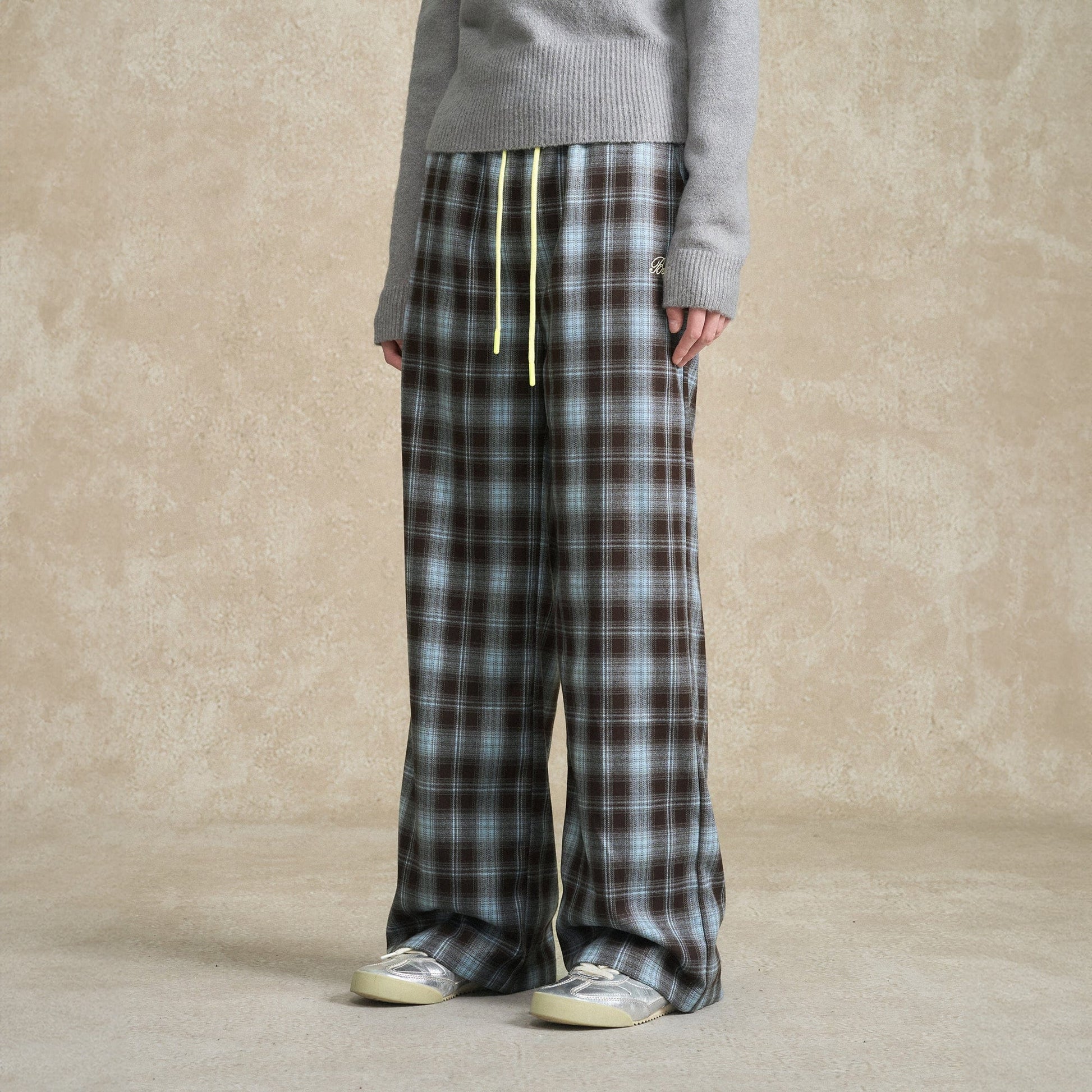 BONELESS Essential Plaid Drawstring Pants-Pants-S-Black-Free Shipping Leatheretro