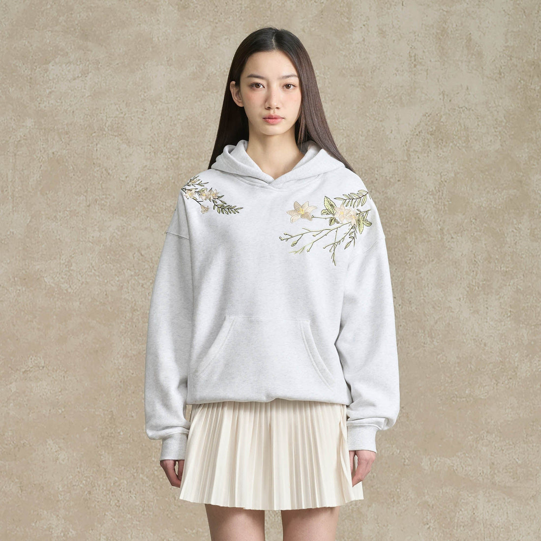 BONELESS Floral Embroidered Fleece-Lined Hoodie-Hoodie-S-Black-Free Shipping Leatheretro