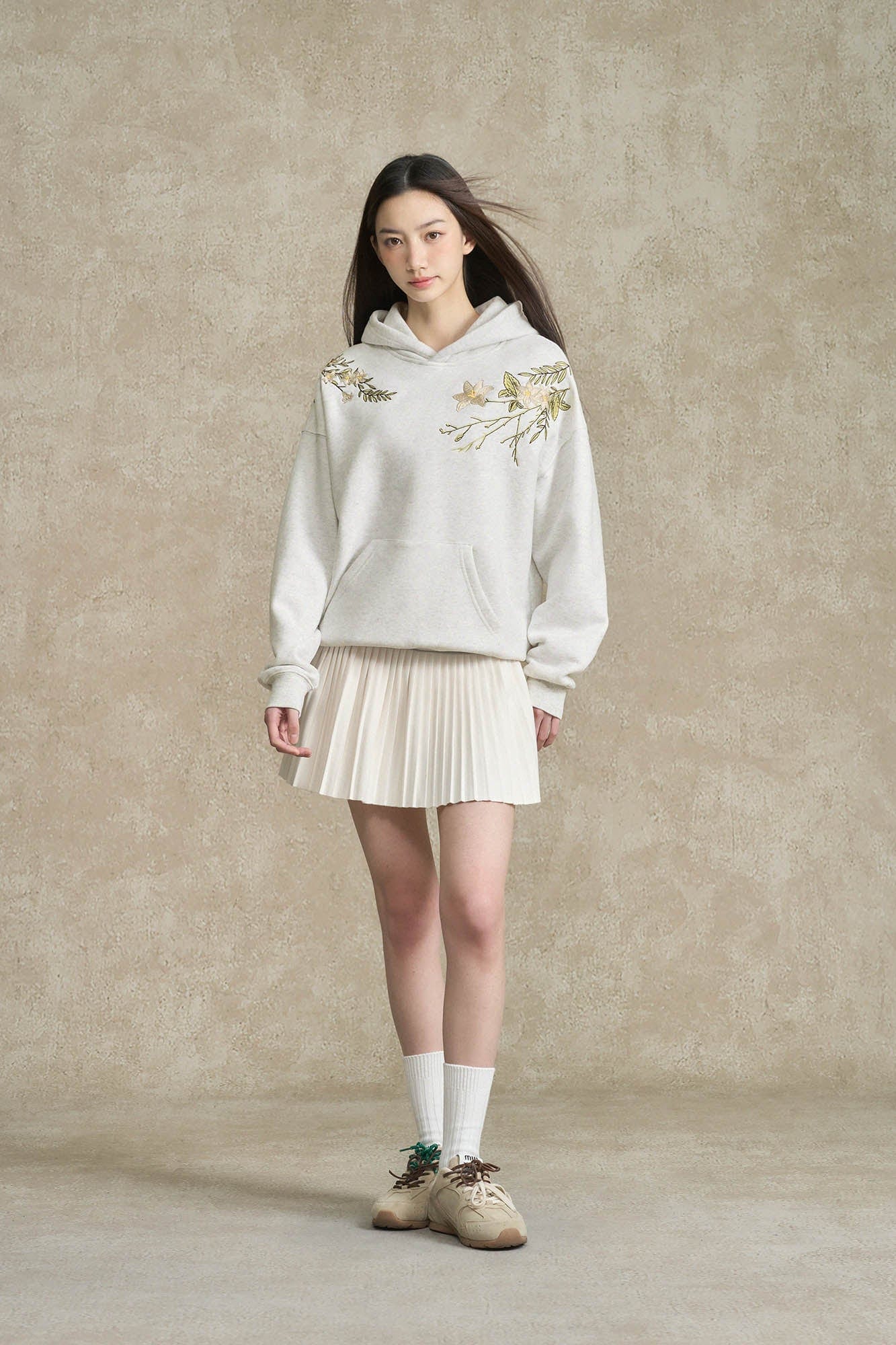 BONELESS Floral Embroidered Fleece-Lined Hoodie-Hoodie-S-Black-Free Shipping Leatheretro