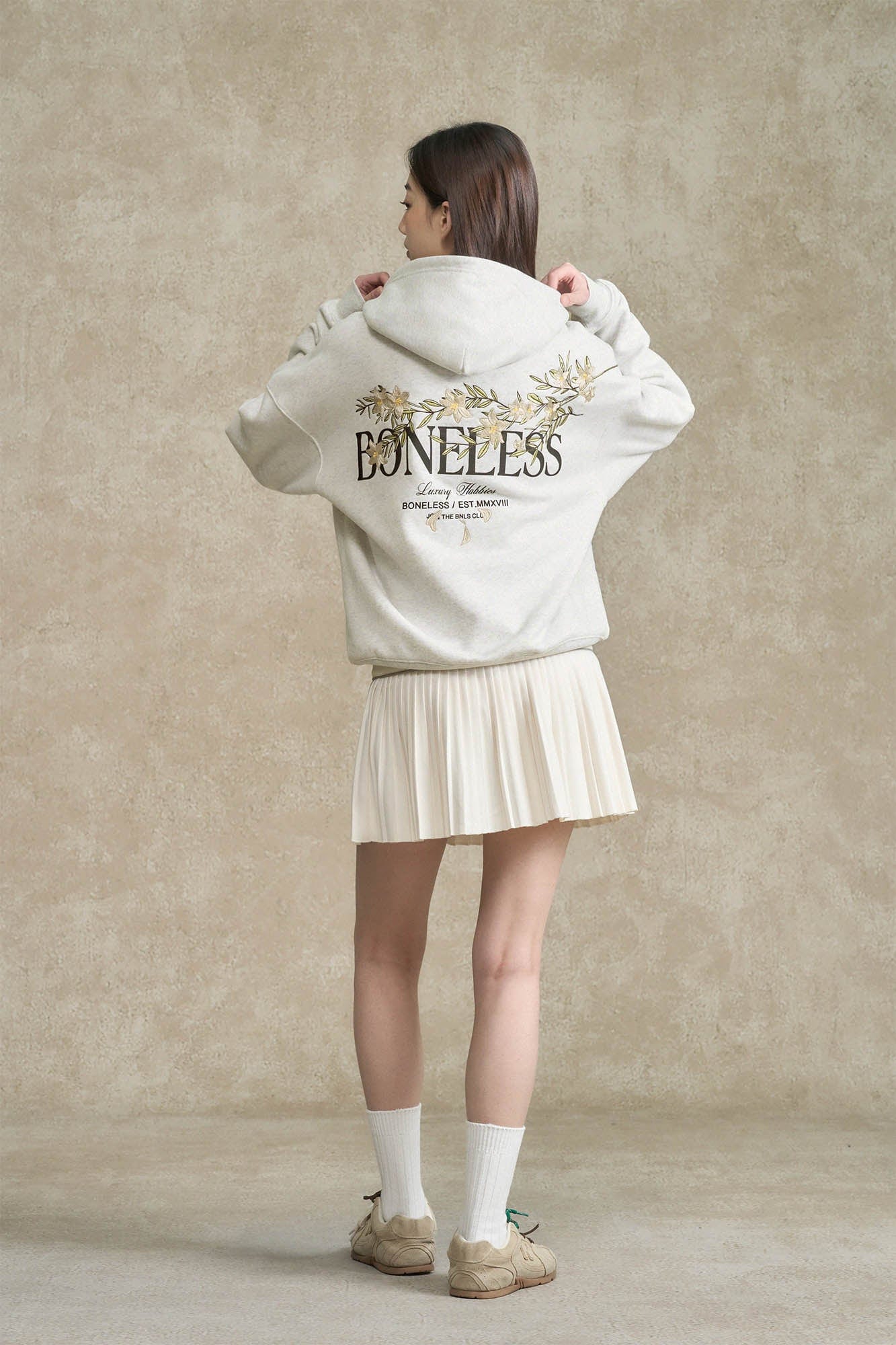 BONELESS Floral Embroidered Fleece-Lined Hoodie-Hoodie-S-Black-Free Shipping Leatheretro