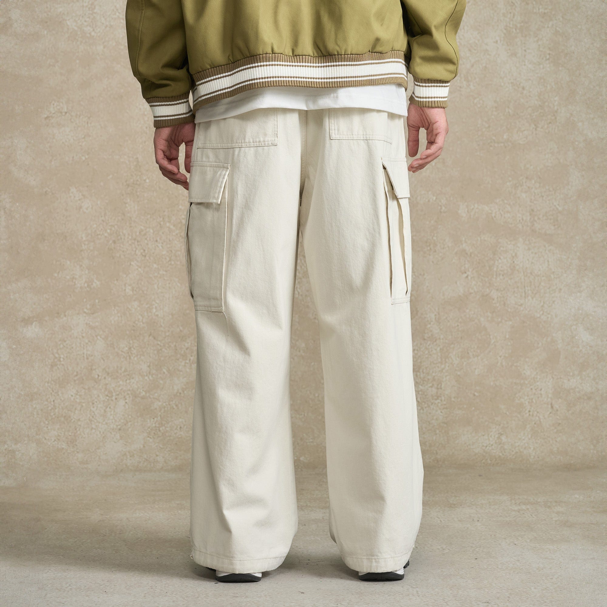 BONELESS Pleated Big Pocket Drawstring Cargo-Pants-S-Brown-Free Shipping Leatheretro