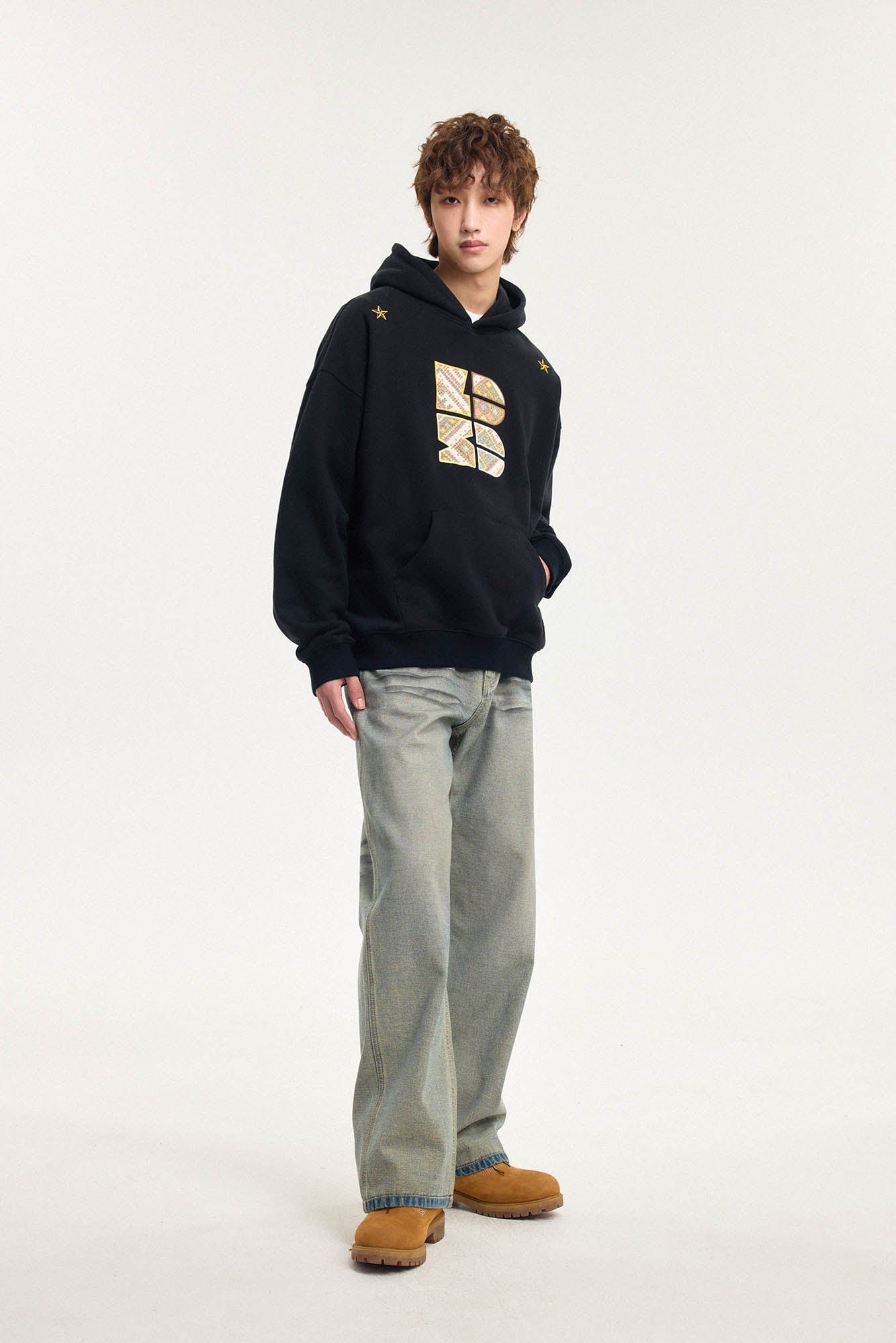 BONELESS Tribal Jacquard LOGO Patch Embroidered Hoodie-Hoodie-S-Black-Free Shipping Leatheretro