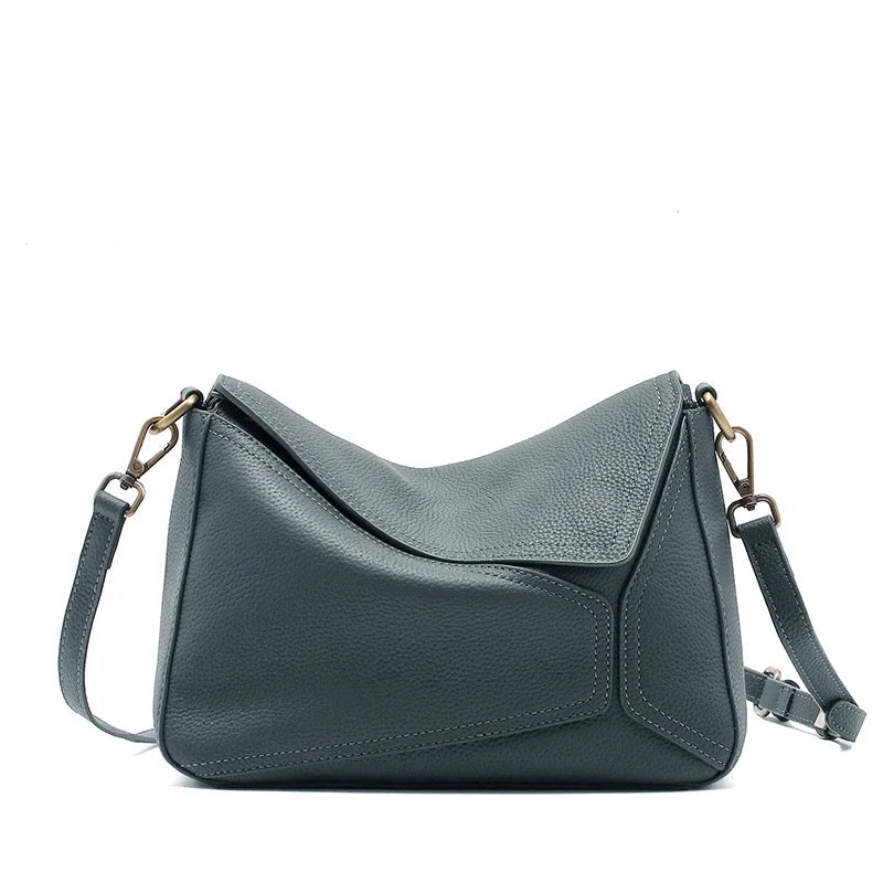 Cowhide Leather Women's Geometric Shoulder Bag - Luxury Crossbody Handbag-Shoulder Bag-Blue-Free Shipping Leatheretro