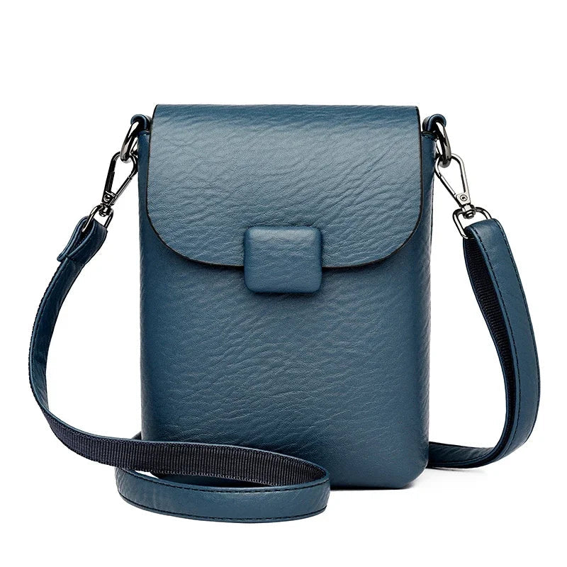Small Crossbody Phone Bag Flap Purse for Women-Messenger Bag-Black-Free Shipping Leatheretro