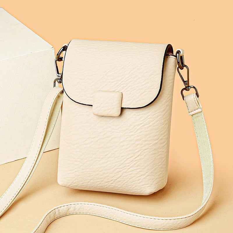 Small Crossbody Phone Bag Flap Purse for Women-Messenger Bag-Black-Free Shipping Leatheretro