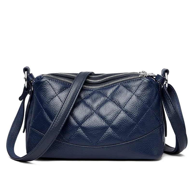 Genuine Leather Female Crossbody Bags-Handbags-Blue-Free Shipping Leatheretro
