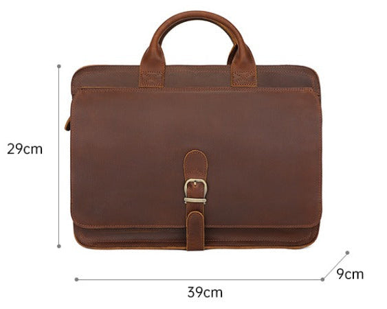 Luxury Leather Business Briefcase - Men Shoulder Portfolio Laptop Bag-Briefcase-Dark Coffee-Free Shipping Leatheretro