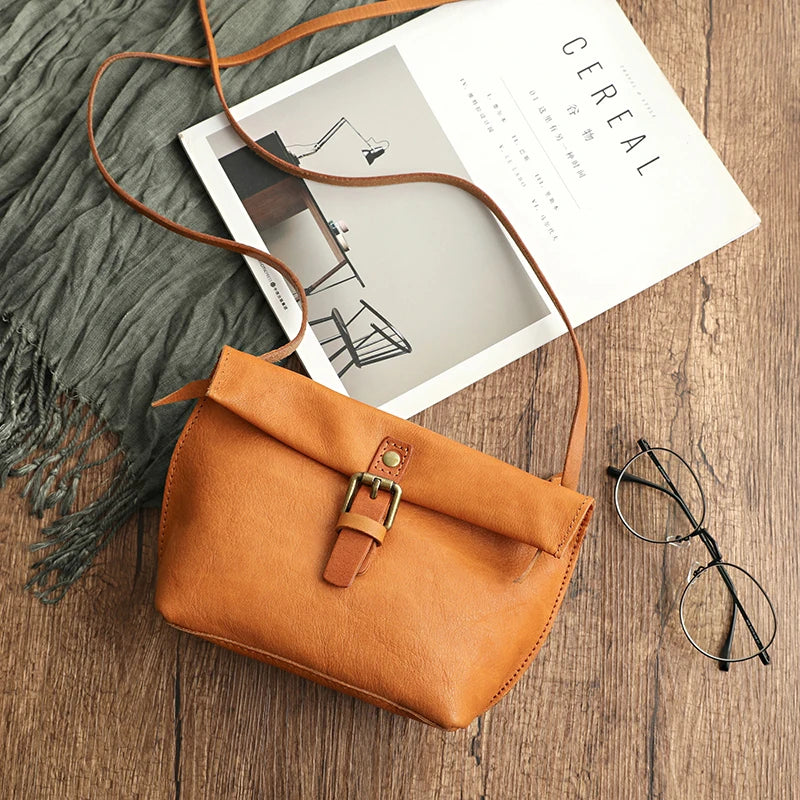 Genuine Leather Crossbody Bag Retro Small Messenger Purse-Handbags-Bronze-Free Shipping Leatheretro