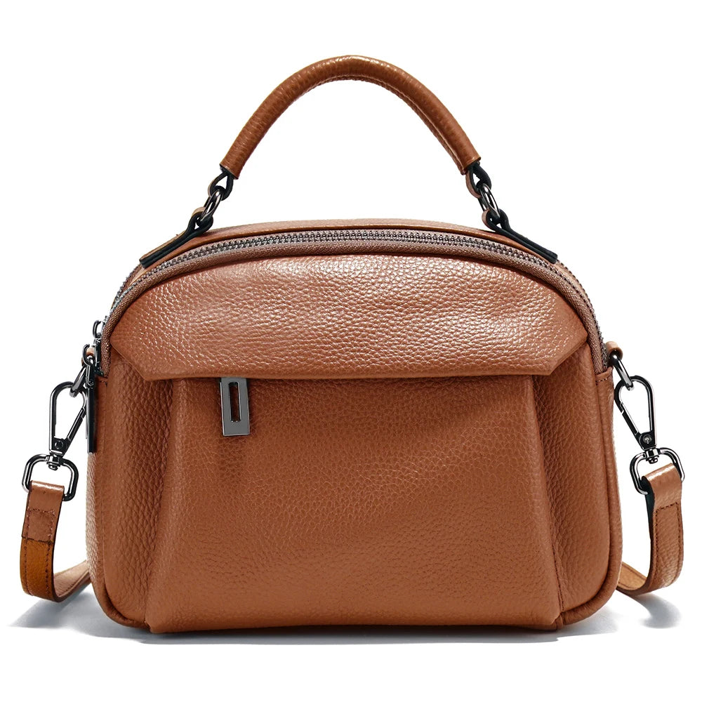 Stylish Genuine Leather Satchel Purse for Women-Handbags, Wallets & Cases-Brown-Free Shipping Leatheretro