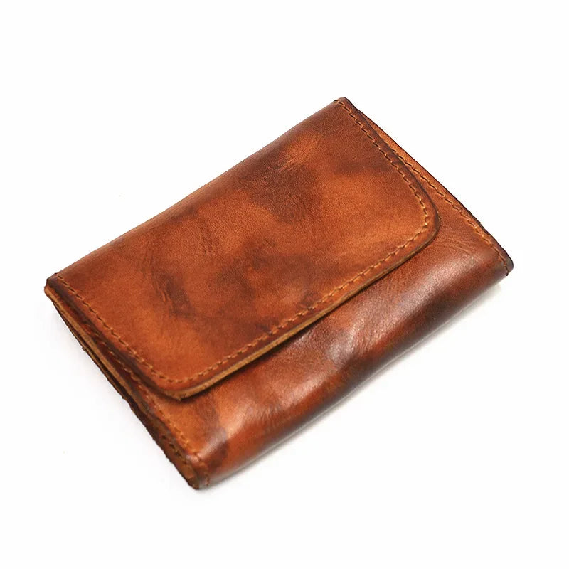 Handmade Leather RFID Zipper Wallet - Vintage Card Holder Coin Purse-Wallets & Money Clips-Brown-Free Shipping Leatheretro