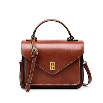 Real Cowhide Crossbody Bag – Retro Designer Small Satchels-Handbags-Brown-Free Shipping Leatheretro
