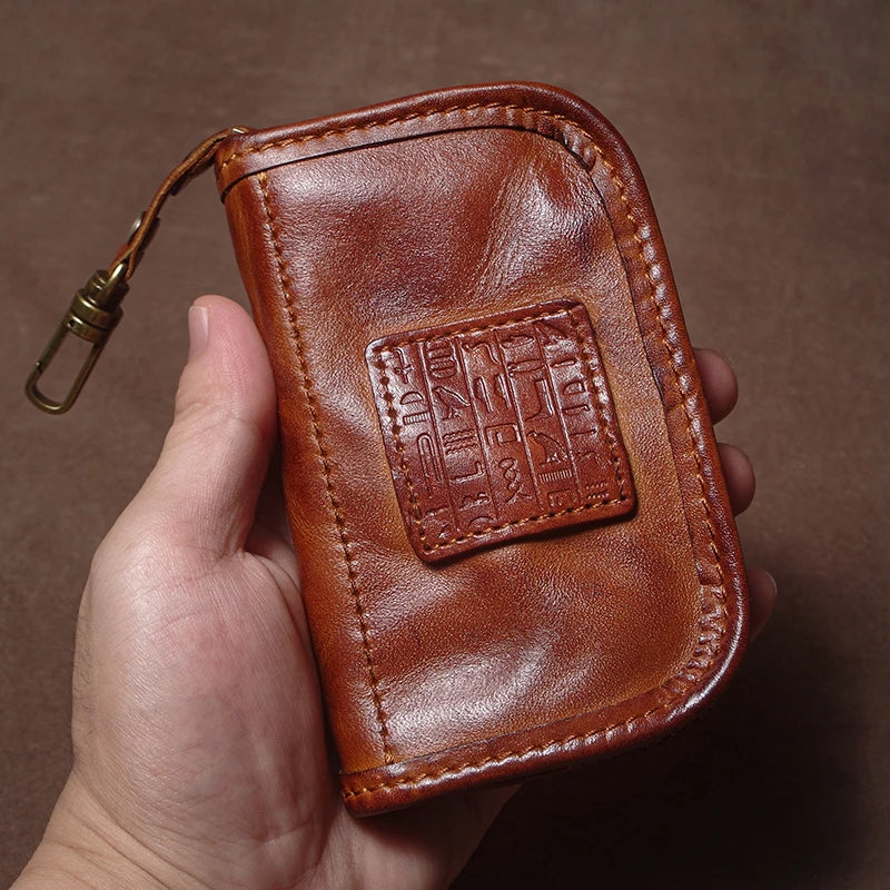 Vintage Luxury Genuine Leather Car Key Bag - Multipurpose Wallet Card Holder-Key Organizer-Brown-Free Shipping Leatheretro