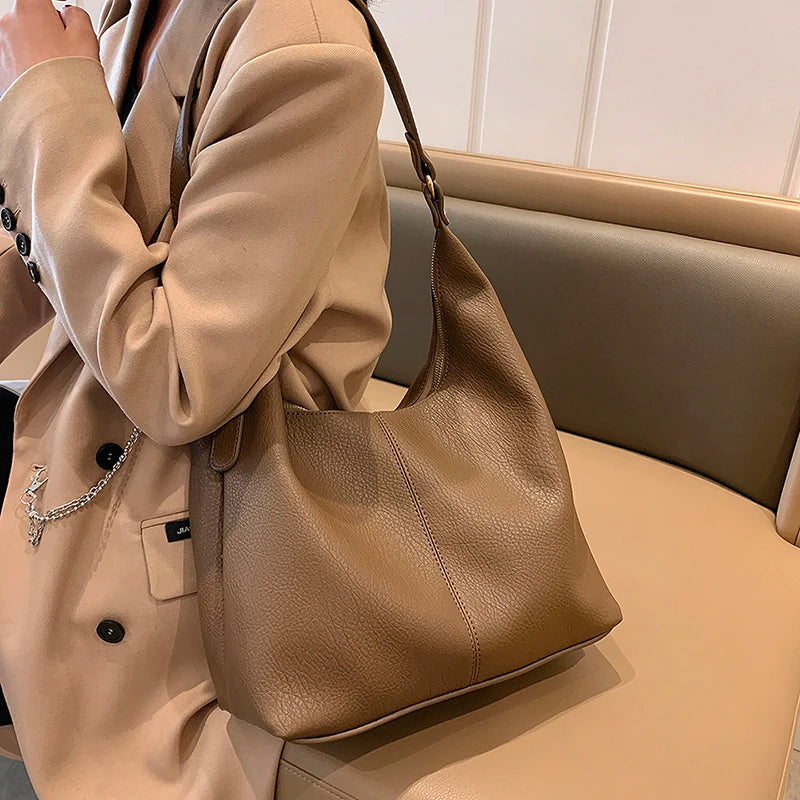 New Style Fashionable Zipper Shoulder Bags for Women-Handbags-Brown-Free Shipping Leatheretro