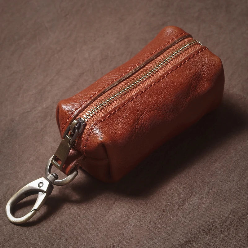 Vintage Cowhide Leather Car Key Case - Hanging Housekeeper Home Organizer-Key Case-Brown-Free Shipping Leatheretro
