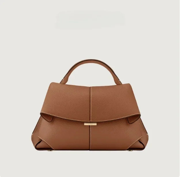 High-End Luxury Leather Smile Bag Designer Handbag with Pleated Design-Handbags-Brown-Free Shipping Leatheretro