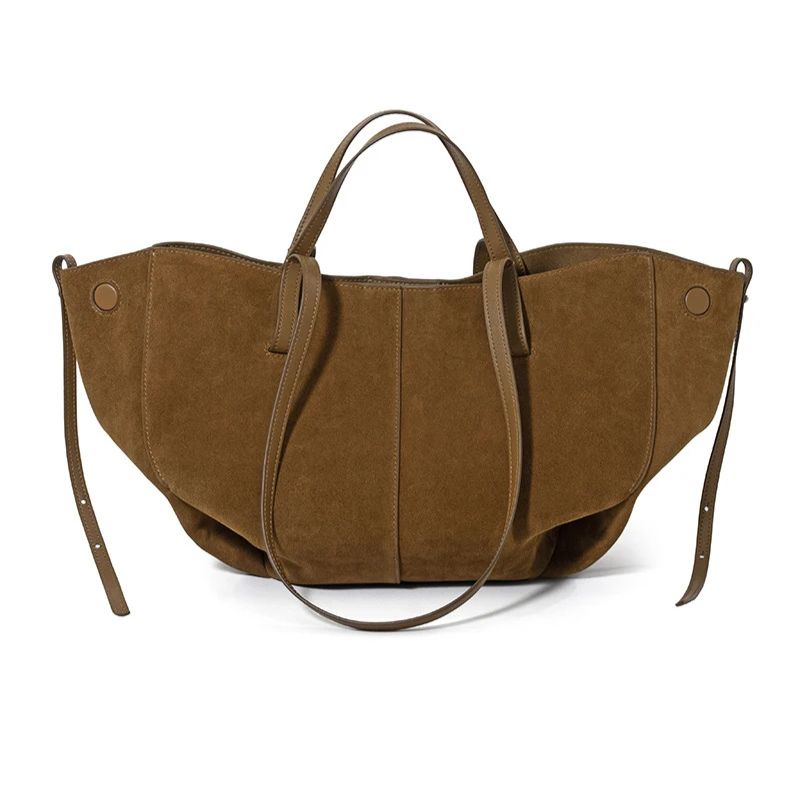 Women’s Leather Shoulder Tote – Frosted Cowhide Large Capacity Wing Bag-Brown-Free Shipping Leatheretro