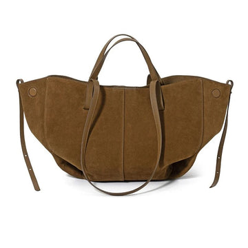 Women’s Leather Shoulder Tote – Frosted Cowhide Large Capacity Wing Bag-Brown-Free Shipping Leatheretro