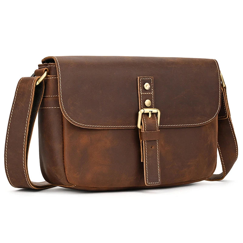 Genuine Leather Male Female Crossbody Bag-Handbags-Brown-Free Shipping Leatheretro