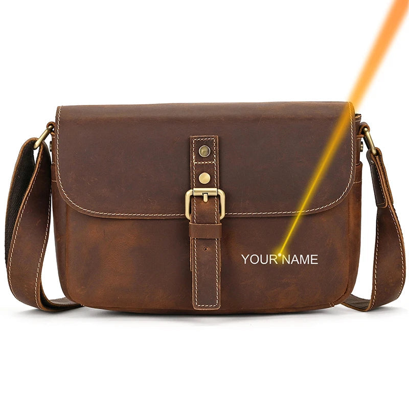 Genuine Leather Male Female Crossbody Bag-Handbags-Brown-Free Shipping Leatheretro
