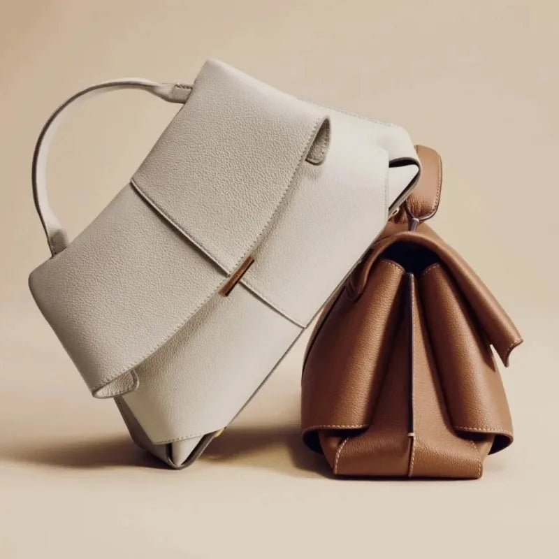 High-End Luxury Leather Smile Bag Designer Handbag with Pleated Design-Handbags-Gray-Free Shipping Leatheretro