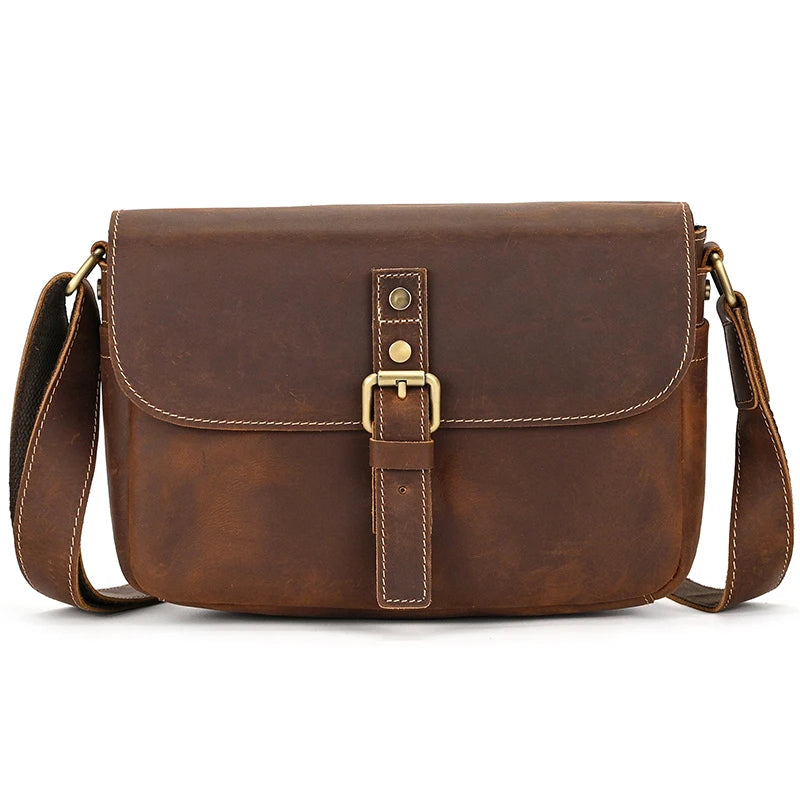 Genuine Leather Male Female Crossbody Bag-Handbags-Brown-Free Shipping Leatheretro