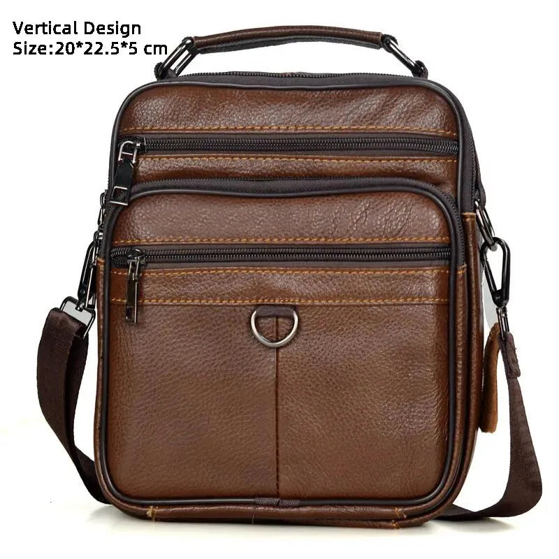 Retro Soft Cowhide Leather Crossbody - Mini Pad Boy Shoulder Bag-Crossbody Bag-Brown Metal 47-Free Shipping Leatheretro