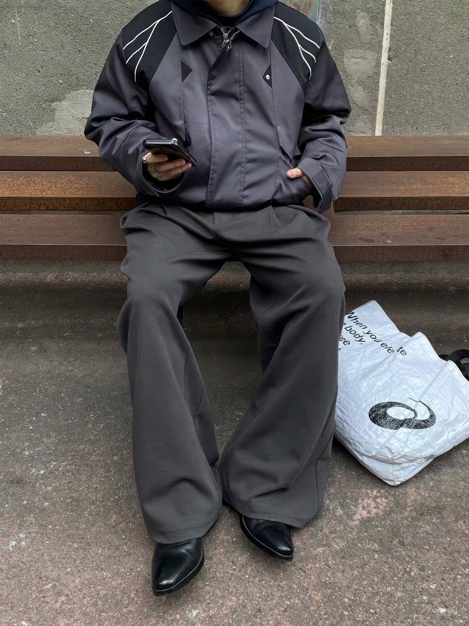 ESAIAS Satin Contrast Panel Puffer Jacket-Jacket-S-Free Shipping Leatheretro