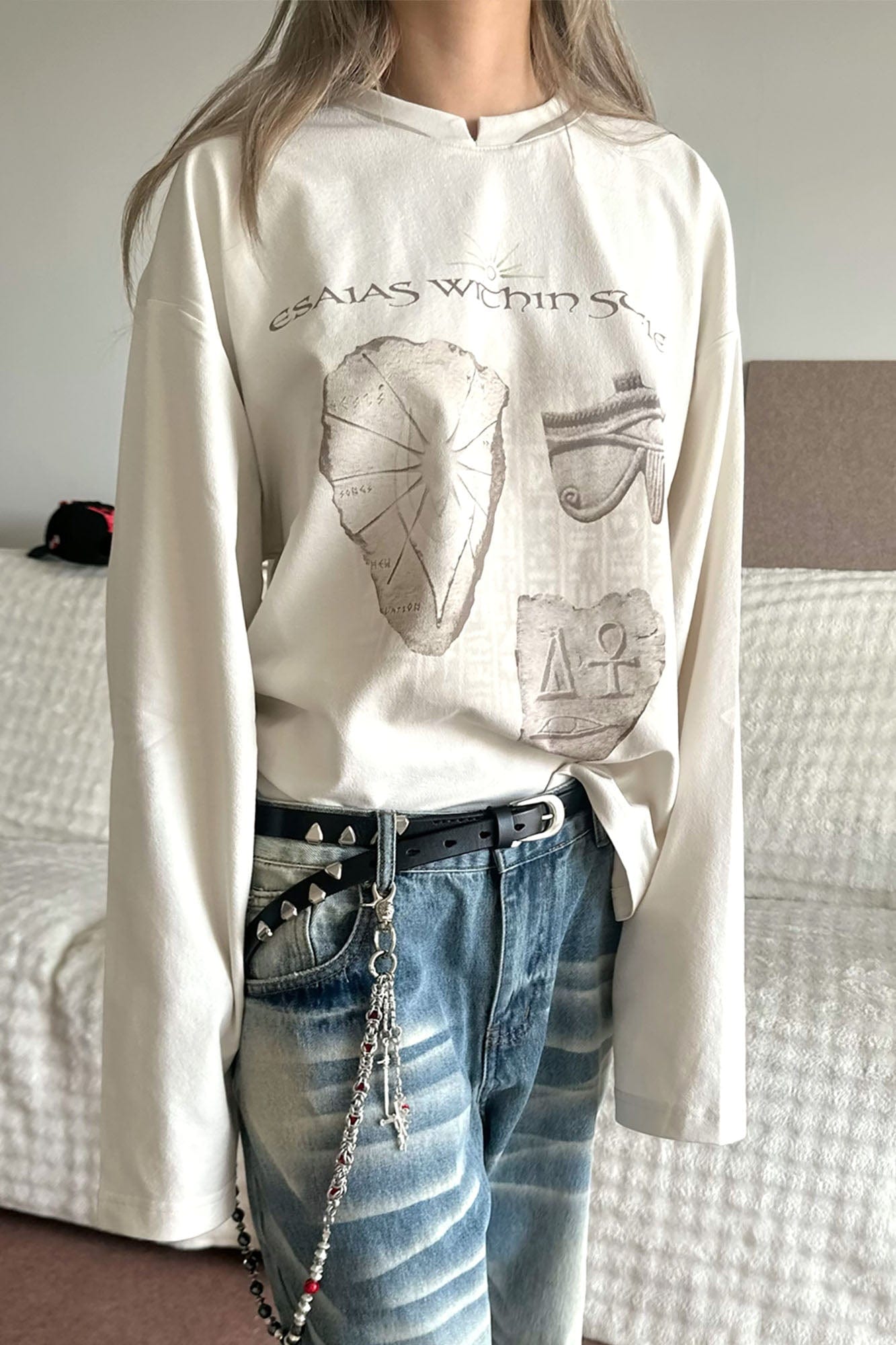 ESAIAS Distressed Stele Long Sleeve Tee-L/S Tee-XS-Free Shipping Leatheretro