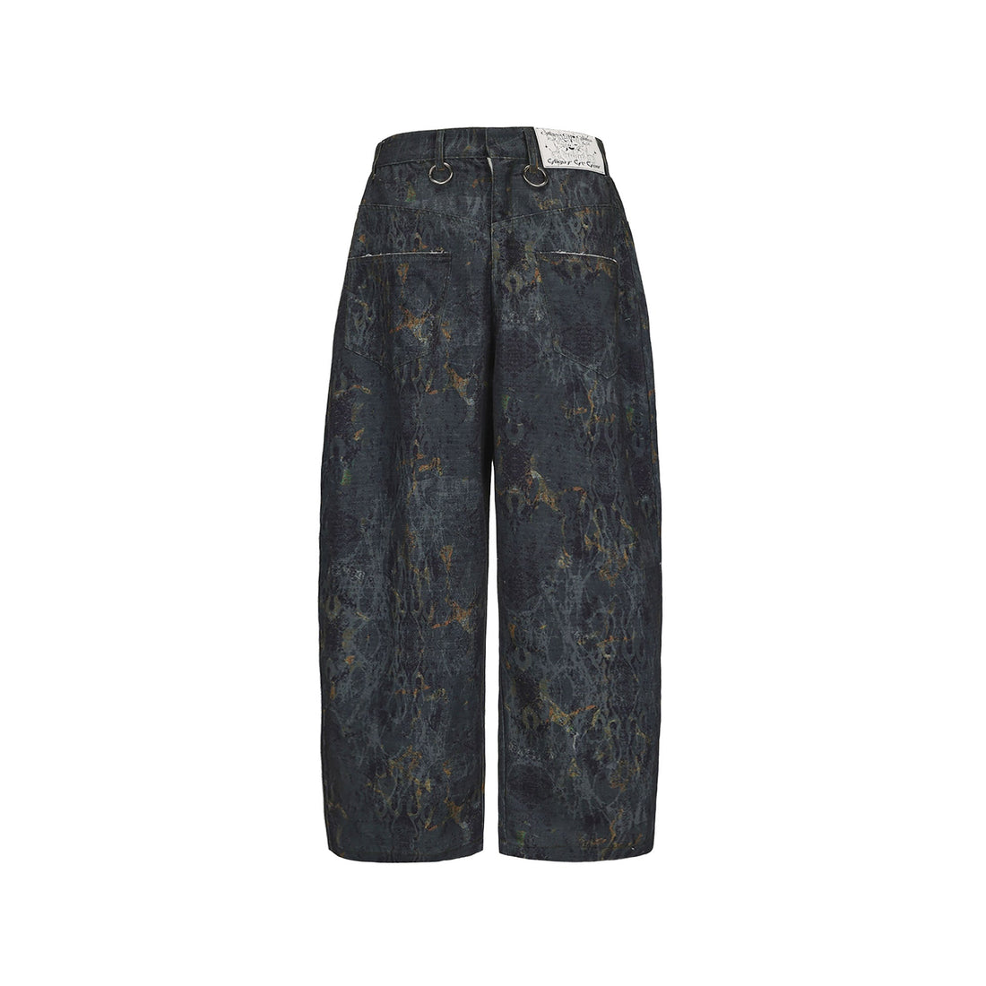 CYCYCY Washed Mottled Flame Graphic Denim Pants-Pants-XXS / 27"-Free Shipping Leatheretro