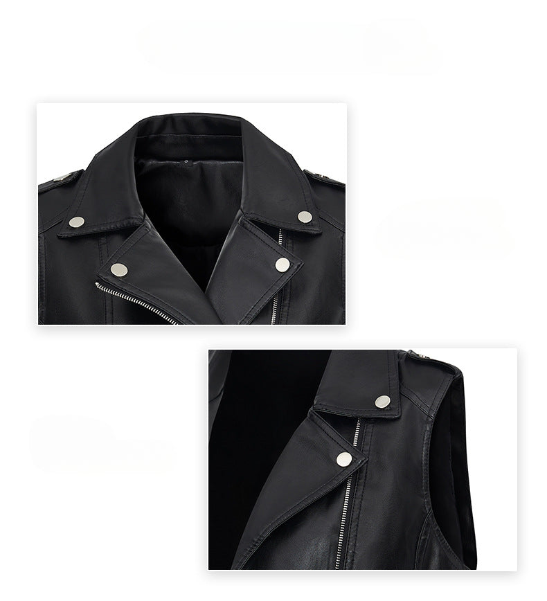 Women's Fashion PU Leather Vest – Stylish Sleeveless Jacket-Black-S-Free Shipping Leatheretro