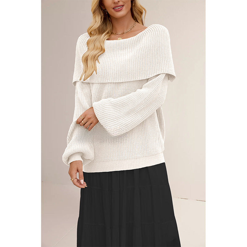 Women's Oversized Off-Shoulder Sweater-black-S-Free Shipping Leatheretro