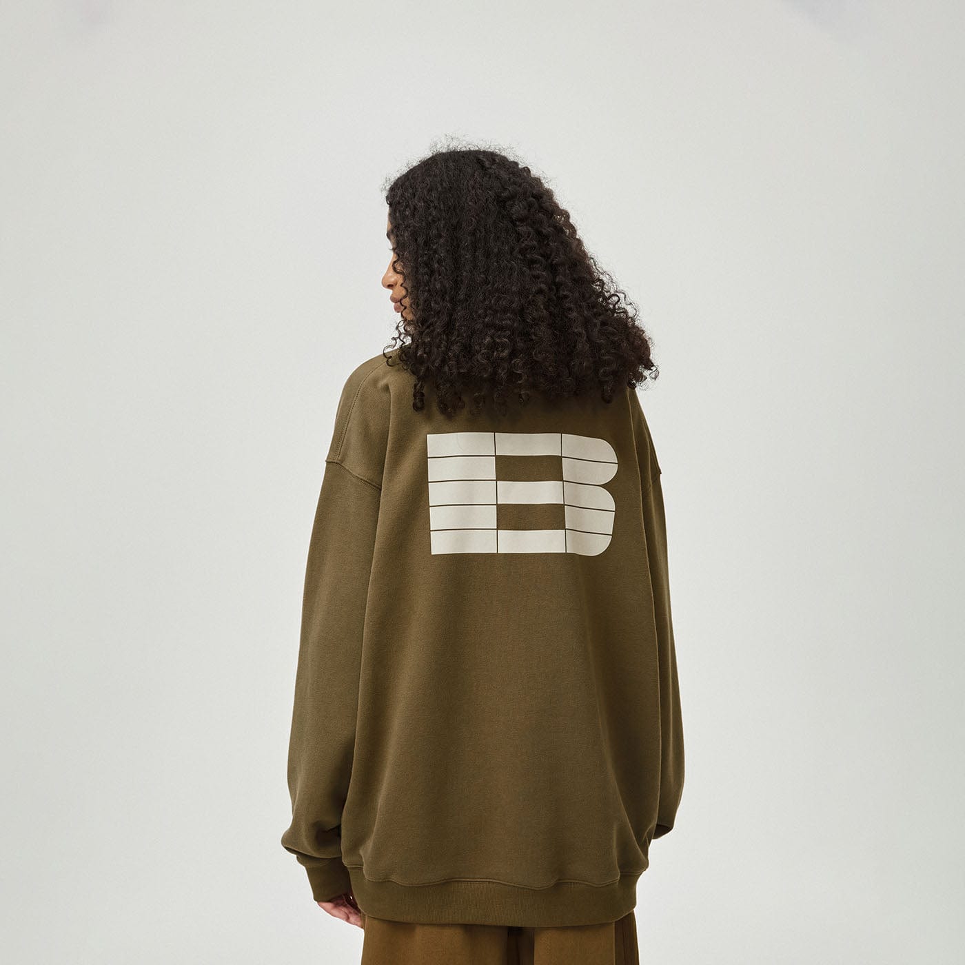 BONELESS Essential Plaid B LOGO Sweatshirt-Sweatshirt-S-Apricot-Free Shipping Leatheretro