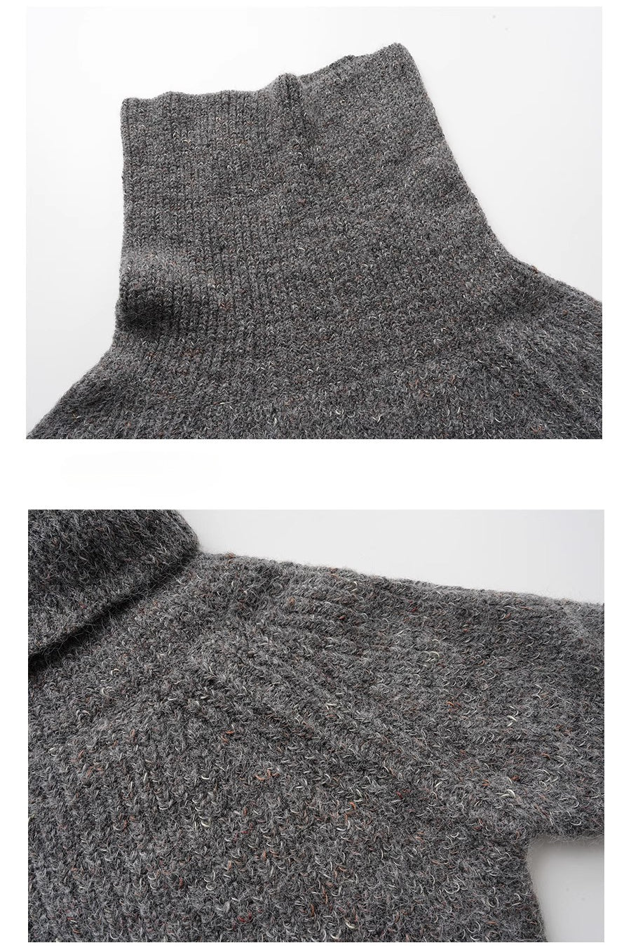 CLP Grey Off-Shoulder Wool Sweater | Relaxed Fit Ribbed Knit-Sweater-Gray-S-Free Shipping Leatheretro