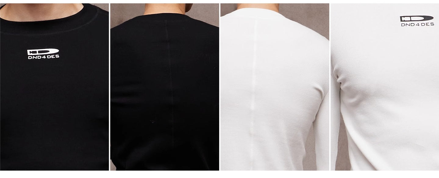 DND4DES Men's Long Sleeve T-Shirt - Ribbed Stretch Fit-Black-S-Free Shipping Leatheretro