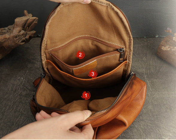 Genuine Full-Grain Leather Unisex Crossbody Chest Bag – Handmade Vintage Retro Style Shoulder Purse for Men & Women-crossbody bags-Brown-Free Shipping Leatheretro