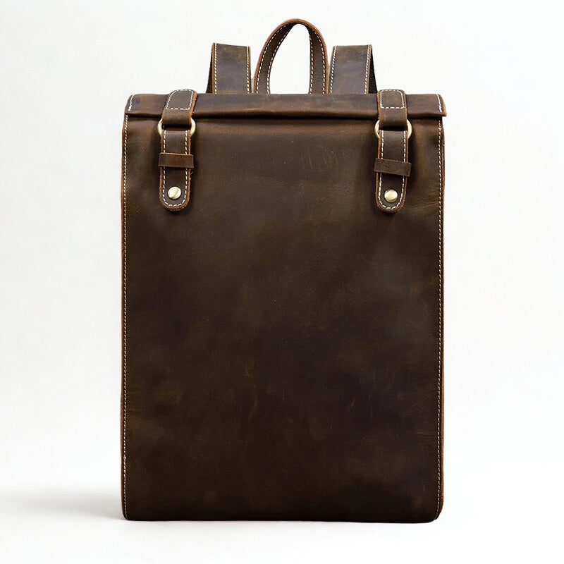 Men's Retro Crazy Horse Leather Backpack - Rucksack Brown Laptop Bag-Backpacks-Brown-Free Shipping Leatheretro