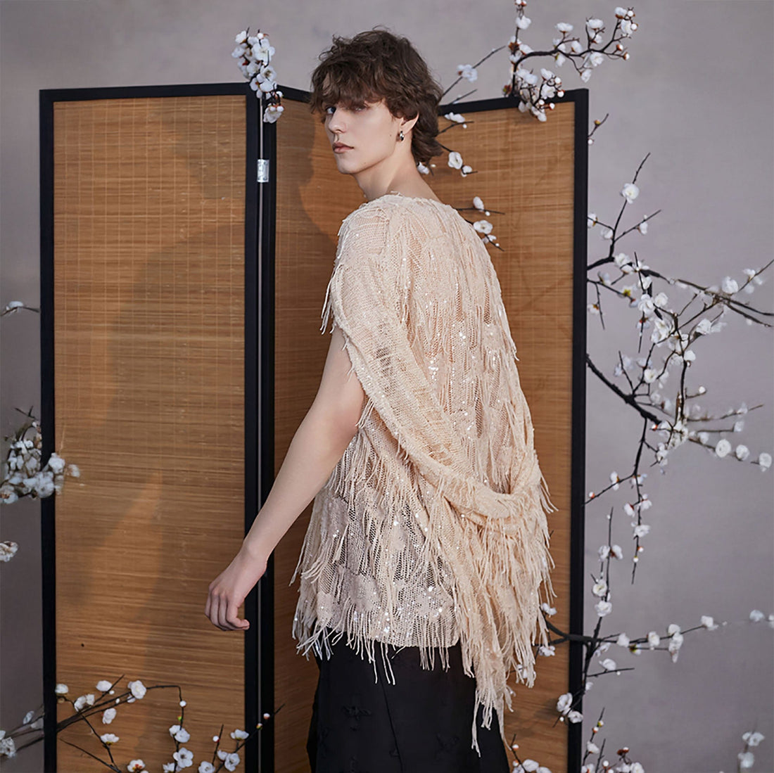JIECHI Fringed Sequin Embroidered Hooded Poncho-Jacket-M-Free Shipping Leatheretro