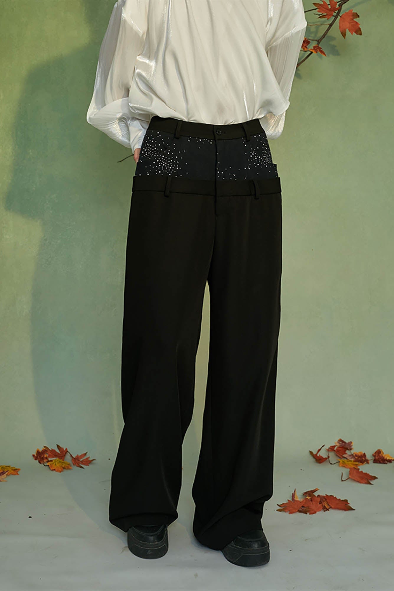 JIECHI Diamond Double-Waist Trousers-Pants-M-Free Shipping Leatheretro