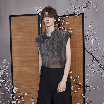 JIECHI Gradient Sheer Split-Hem Vest-Vest-M-Free Shipping Leatheretro